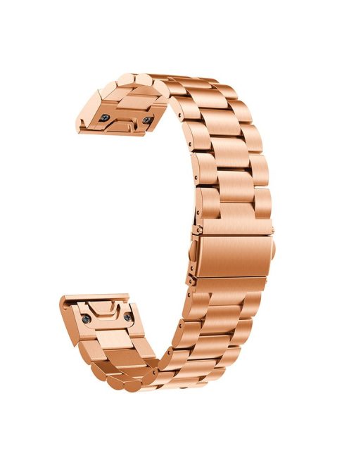 Stainless Steel Link Chain Watch Band Replacement for Garmin Fenix 5 - Rose Gold