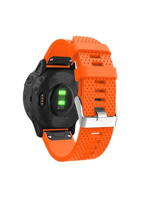 Stylish Silicone Sport Watch Band Strap Replacement with Silver Buckle for Garmin Fenix 7S/6S/6S Pro/5S/5S Plus/Instinct 2S - Orange