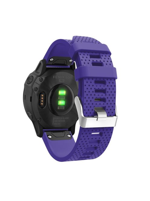 Stylish Silicone Sport Watch Band Strap Replacement with Silver Buckle for Garmin Fenix 7S/6S/6S Pro/5S/5S Plus/Instinct 2S - Purple