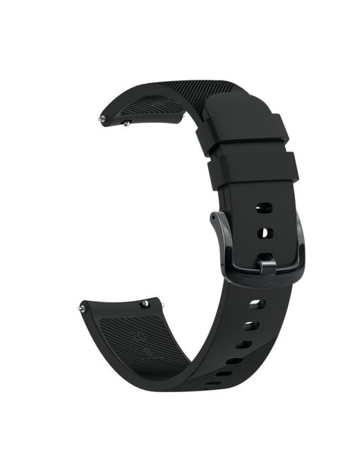 Twill Texture Silicone Watch Band Replacement 20mm for Samsung Galaxy Watch4 Classic 46mm 42mm/Watch4 44mm 40mm/Garmin Forerunner 645 - Black