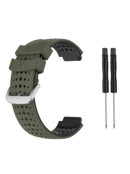 Two Color Silicone Watch Strap Bracelet Wristband Replacement for Garmin Forerunner 735XT 620 630 220 230 235 - Army Green / Black