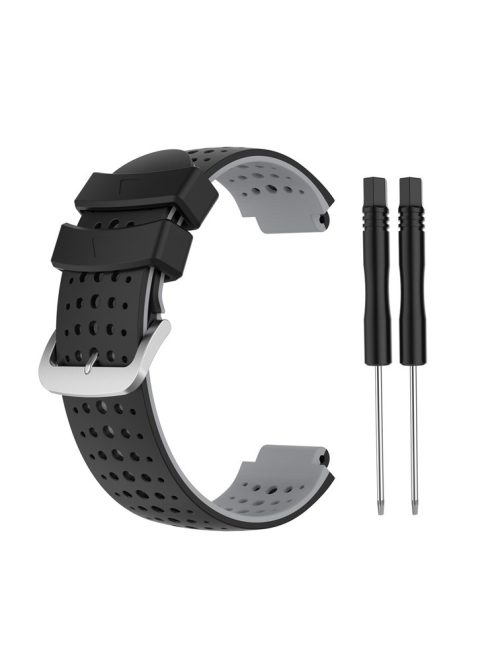 Two Color Silicone Watch Strap Bracelet Wristband Replacement for Garmin Forerunner 735XT 620 630 220 230 235 - Black / Grey