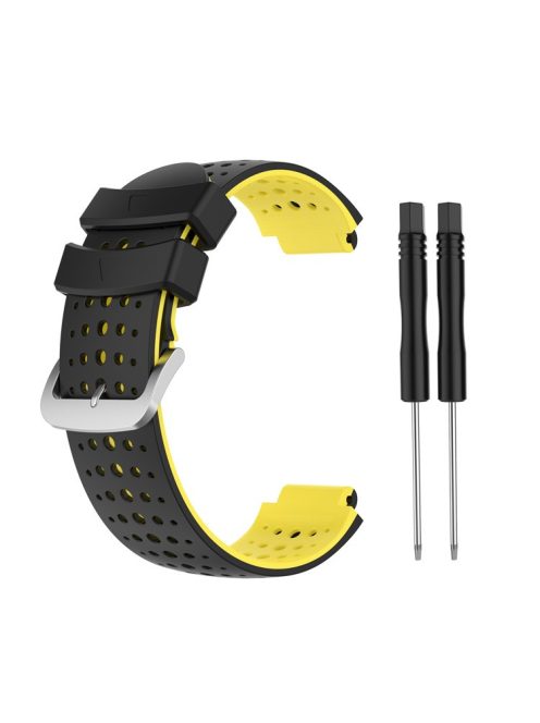 Two Color Silicone Watch Strap Bracelet Wristband Replacement for Garmin Forerunner 735XT 620 630 220 230 235 - Black / Yellow