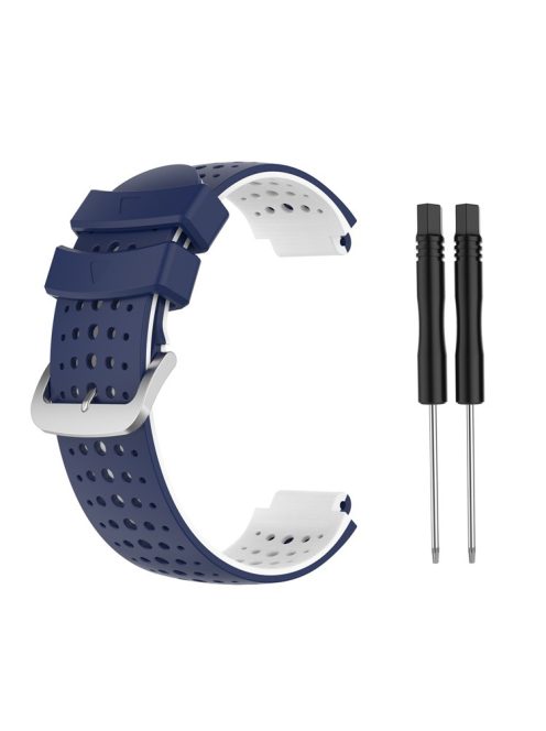 Two Color Silicone Watch Strap Bracelet Wristband Replacement for Garmin Forerunner 735XT 620 630 220 230 235 - Blue / White