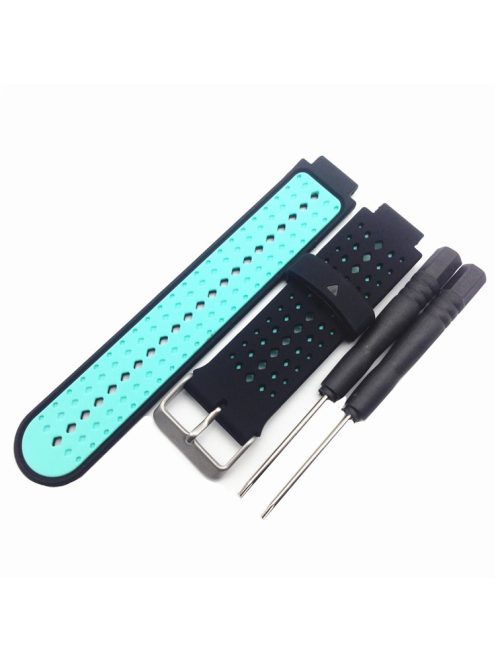 Universal Soft Silicone Watch Strap Dual Color Wrist Band for Garmin Forerunner 220/230/235/630/620/735 - Black / Baby Blue