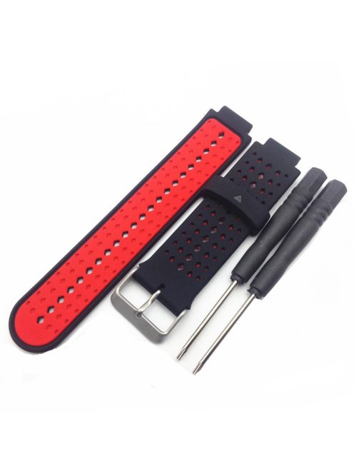 Universal Soft Silicone Watch Strap Dual Color Wrist Band for Garmin Forerunner 220/230/235/630/620/735 - Black / Red