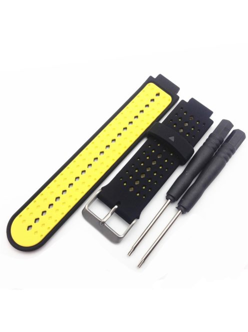 Universal Soft Silicone Watch Strap Dual Color Wrist Band for Garmin Forerunner 220/230/235/630/620/735 - Black / Yellow