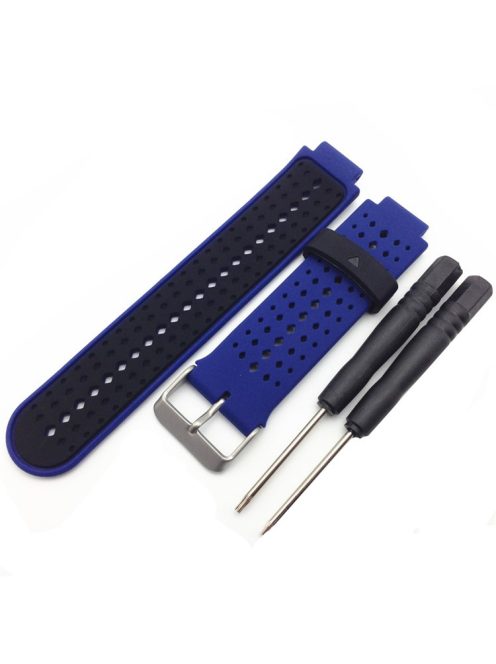 Universal Soft Silicone Watch Strap Dual Color Wrist Band for Garmin Forerunner 220/230/235/630/620/735 - Dark Blue / Black