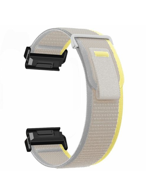 Watch Band for Garmin Fenix 7 / 6 / 5 Replacement Nylon Adjustable Loop Fastener Strap - Cream+White