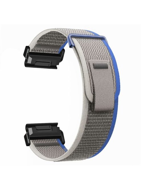 Watch Band for Garmin Fenix 7 / 6 / 5 Replacement Nylon Adjustable Loop Fastener Strap - Grey+Blue