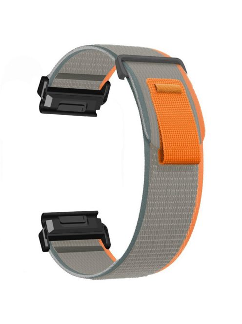 Watch Band for Garmin Fenix 7 / 6 / 5 Replacement Nylon Adjustable Loop Fastener Strap - Grey+Orange