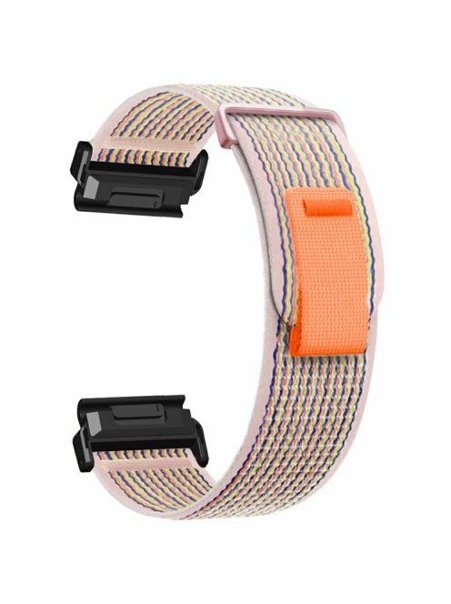 Watch Band for Garmin Fenix 7 / 6 / 5 Replacement Nylon Adjustable Loop Fastener Strap - Pink+Pink