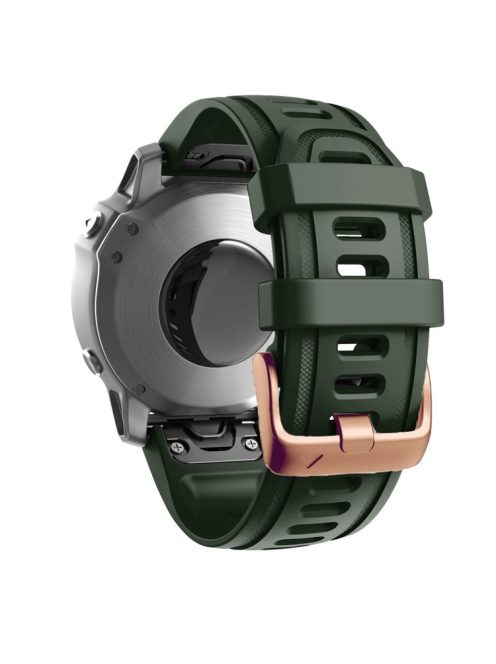 Watch Band for Garmin Fenix 7S / 6S Pro / 5S Plus / Instinct 2S , 20mm Silicone Replacement Strap with Rose Gold Buckle - Army Green