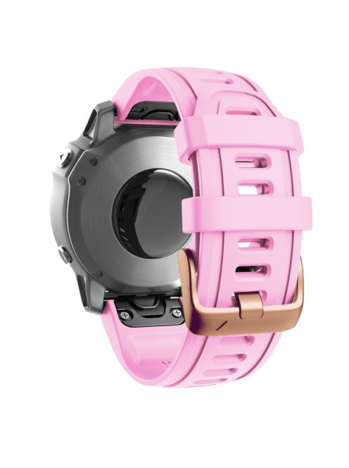 Watch Band for Garmin Fenix 7S / 6S Pro / 5S Plus / Instinct 2S , 20mm Silicone Replacement Strap with Rose Gold Buckle - Pink