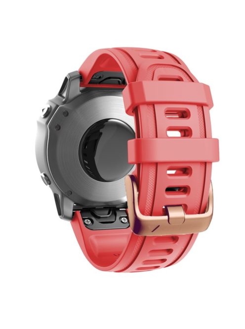 Watch Band for Garmin Fenix 7S / 6S Pro / 5S Plus / Instinct 2S , 20mm Silicone Replacement Strap with Rose Gold Buckle - Red