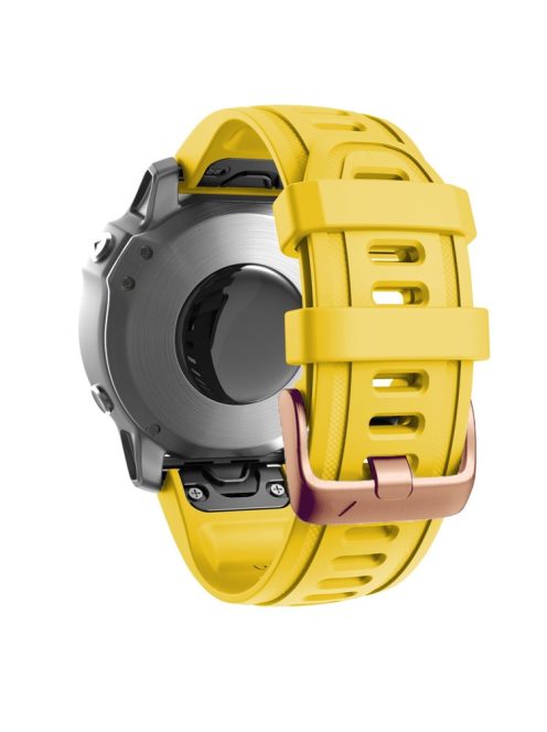 Watch Band for Garmin Fenix 7S / 6S Pro / 5S Plus / Instinct 2S , 20mm Silicone Replacement Strap with Rose Gold Buckle - Yellow