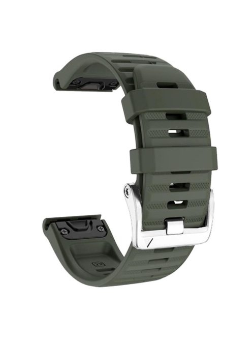 Watch Band for Garmin Forerunner 965 / 955 / 945 / 935 Soft Silicone Strap  Bracelet with Silver Buckle - Army Green