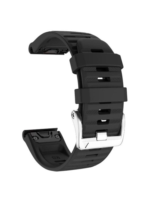 Watch Band for Garmin Forerunner 965 / 955 / 945 / 935 Soft Silicone Strap  Bracelet with Silver Buckle - Black