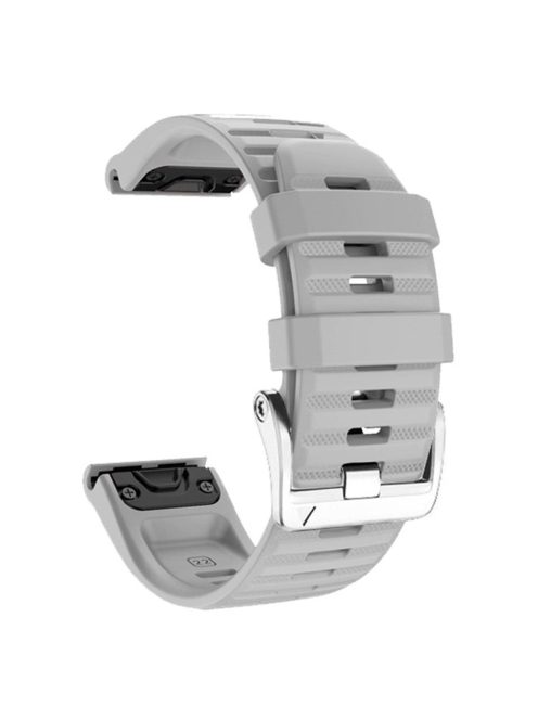 Watch Band for Garmin Forerunner 965 / 955 / 945 / 935 Soft Silicone Strap  Bracelet with Silver Buckle - Grey