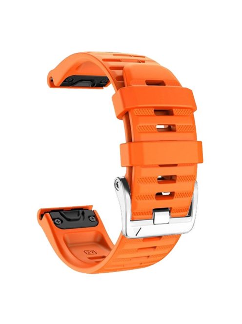 Watch Band for Garmin Forerunner 965 / 955 / 945 / 935 Soft Silicone Strap  Bracelet with Silver Buckle - Orange