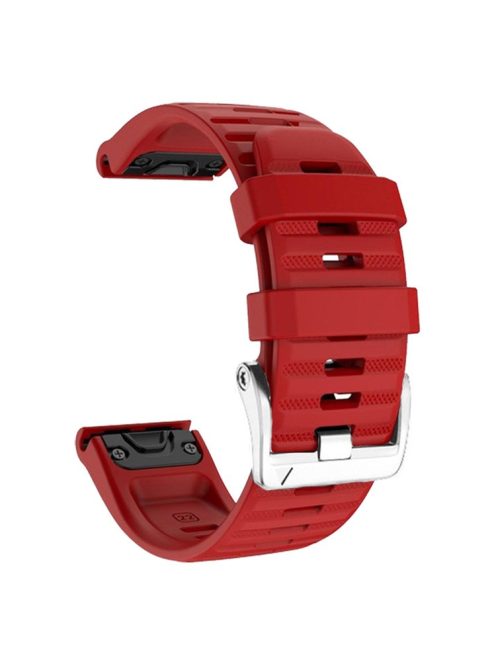 Watch Band for Garmin Forerunner 965 / 955 / 945 / 935 Soft Silicone Strap  Bracelet with Silver Buckle - Red