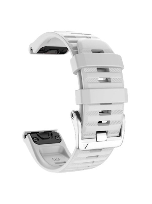 Watch Band for Garmin Forerunner 965 / 955 / 945 / 935 Soft Silicone Strap  Bracelet with Silver Buckle - White