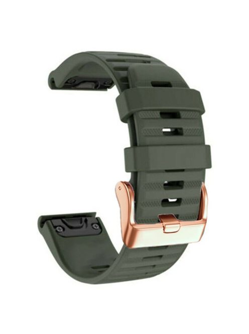 Watch Bands for Garmin Fenix 7S / 6S Pro / 5S Plus / Instinct 2S , Horizontal Stripes Silicone 20mm Strap with Rose Gold Buckle - Army Green