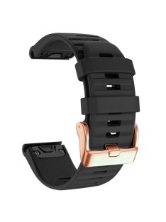   Watch Bands for Garmin Fenix 7S / 6S Pro / 5S Plus / Instinct 2S , Horizontal Stripes Silicone 20mm Strap with Rose Gold Buckle - Black