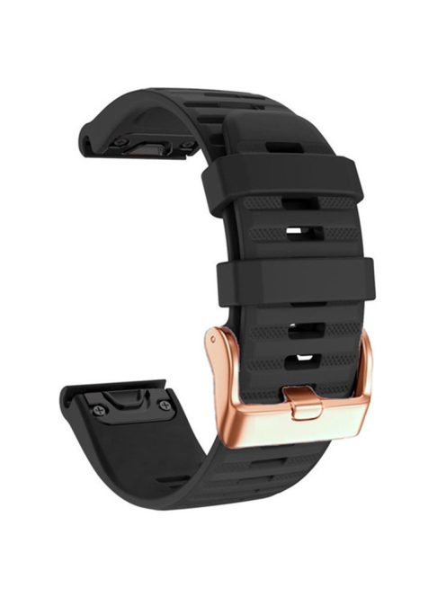 Watch Bands for Garmin Fenix 7S / 6S Pro / 5S Plus / Instinct 2S , Horizontal Stripes Silicone 20mm Strap with Rose Gold Buckle - Black