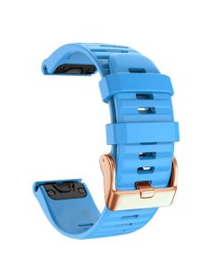   Watch Bands for Garmin Fenix 7S / 6S Pro / 5S Plus / Instinct 2S , Horizontal Stripes Silicone 20mm Strap with Rose Gold Buckle - Blue