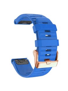   Watch Bands for Garmin Fenix 7S / 6S Pro / 5S Plus / Instinct 2S , Horizontal Stripes Silicone 20mm Strap with Rose Gold Buckle - Dark Blue