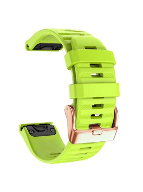 Watch Bands for Garmin Fenix 7S / 6S Pro / 5S Plus / Instinct 2S , Horizontal Stripes Silicone 20mm Strap with Rose Gold Buckle - Green