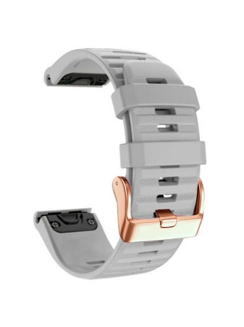 Watch Bands for Garmin Fenix 7S / 6S Pro / 5S Plus / Instinct 2S , Horizontal Stripes Silicone 20mm Strap with Rose Gold Buckle - Grey