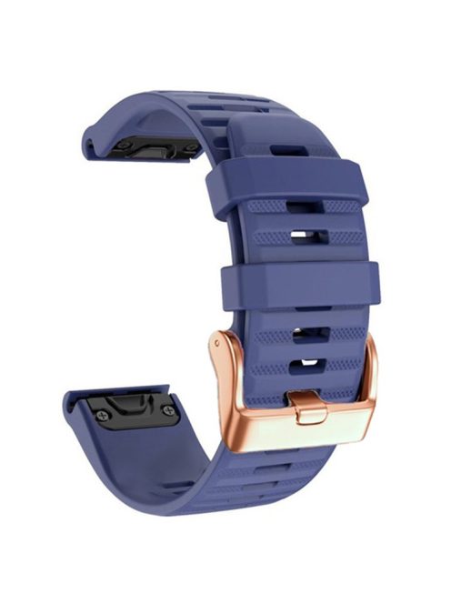 Watch Bands for Garmin Fenix 7S / 6S Pro / 5S Plus / Instinct 2S , Horizontal Stripes Silicone 20mm Strap with Rose Gold Buckle - Midnight Blue