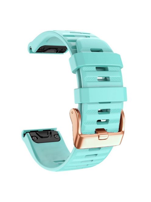 Watch Bands for Garmin Fenix 7S / 6S Pro / 5S Plus / Instinct 2S , Horizontal Stripes Silicone 20mm Strap with Rose Gold Buckle - Mint Green