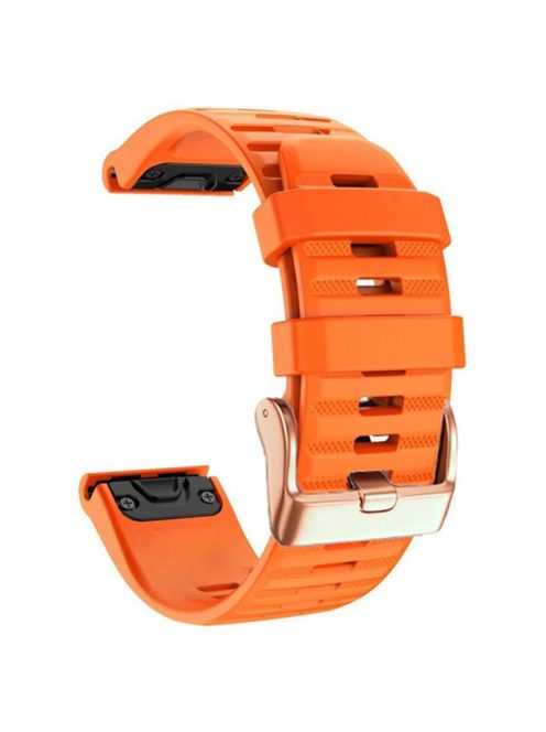 Watch Bands for Garmin Fenix 7S / 6S Pro / 5S Plus / Instinct 2S , Horizontal Stripes Silicone 20mm Strap with Rose Gold Buckle - Orange