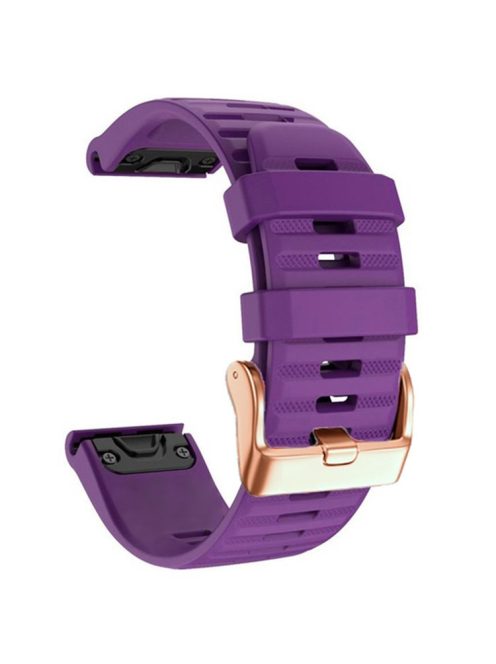 Watch Bands for Garmin Fenix 7S / 6S Pro / 5S Plus / Instinct 2S , Horizontal Stripes Silicone 20mm Strap with Rose Gold Buckle - Purple