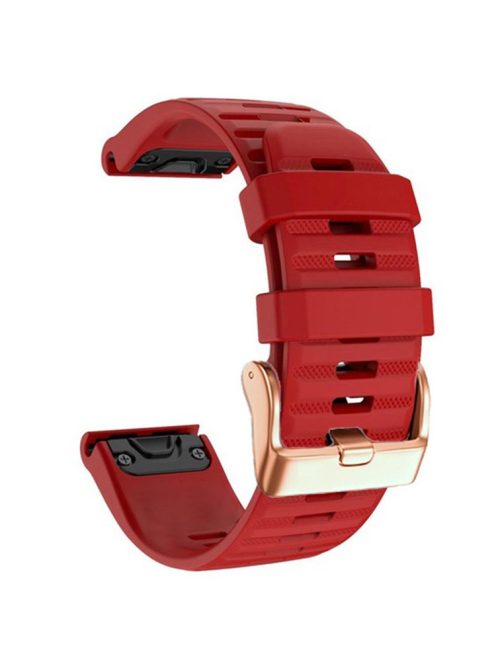 Watch Bands for Garmin Fenix 7S / 6S Pro / 5S Plus / Instinct 2S , Horizontal Stripes Silicone 20mm Strap with Rose Gold Buckle - Red