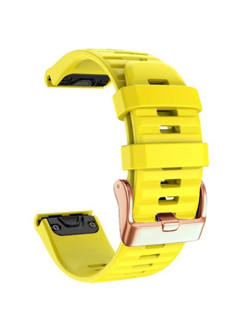 Watch Bands for Garmin Fenix 7S / 6S Pro / 5S Plus / Instinct 2S , Horizontal Stripes Silicone 20mm Strap with Rose Gold Buckle - Yellow