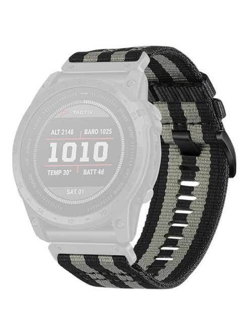 Watchband for Garmin Fenix 8 51mm / Enduro 3 / Instinct 2X Universal 26mm Quick Release Nylon Canvas Watch Strap - Black+Grey