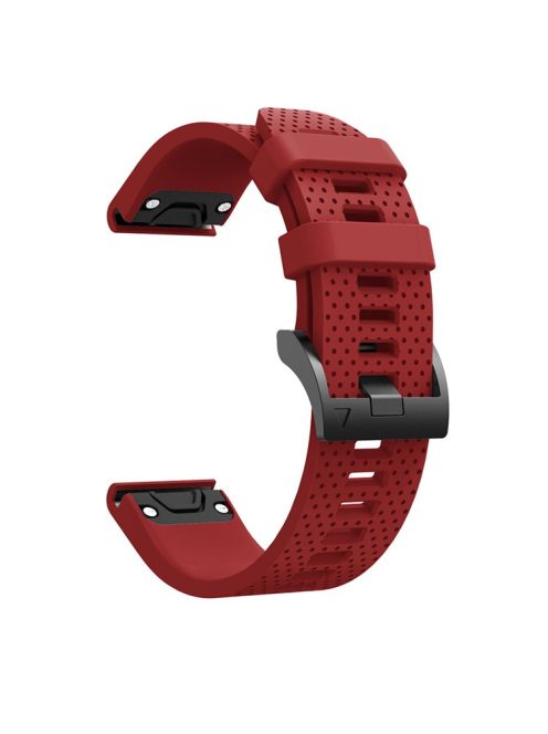 With Black Triangle Buckle Silicone Watch Strap for Garmin Fenix 5S - Red