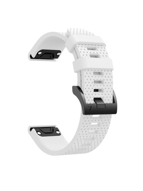 With Black Triangle Buckle Silicone Watch Strap for Garmin Fenix 5S - White