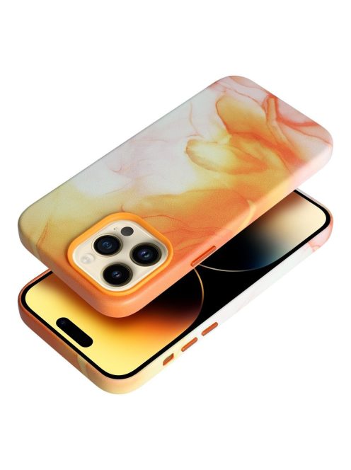 LEATHER MAG COVER case for IPHONE 14 Pro orange splash