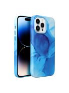 LEATHER MAG COVER case for IPHONE 14 Pro blue splash