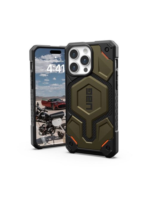 ( UAG ) Urban Armor Gear Monarch Pro for IPHONE 15 PRO MAX compatible with MagSafe kevlar element green