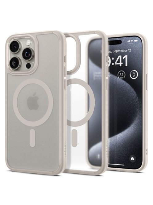 SPIGEN case ULTRA HYBRID MAG compatible with MagSafe for IPHONE 15 Pro frost natural titanium