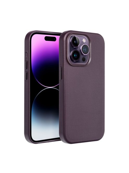 LEATHER MAG COVER case for IPHONE 16 dark violet