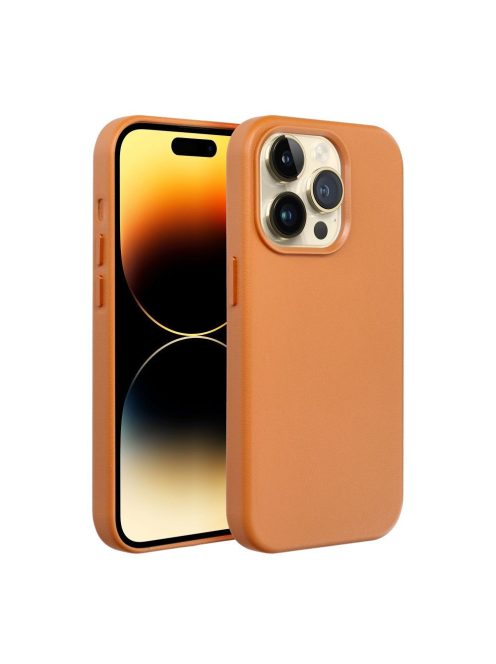 LEATHER MAG COVER case for IPHONE 16 orange