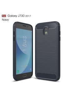   Samsung Galaxy J7 2017 Tok Szilikon Szálcsiszolt Karbon Mintázat Ütésállókivitel Sötétkék