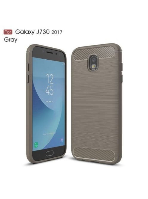 Samsung Galaxy J7 2017 Tok Szilikon Szálcsiszolt Karbon Mintázat Ütésállókivitel Szürke